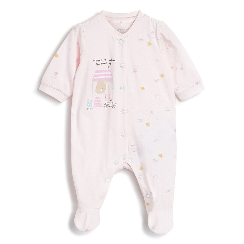 Girls Printed Front Opening Babysuit image number 0